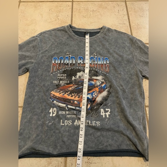 MANFINITY "Road Racing" Acid Wash Graphic Tee T-Shirt M - Picture 5 of 5